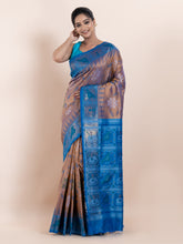 KAVVYA  CAMEL BROWN IKAT WEAVING SAREE